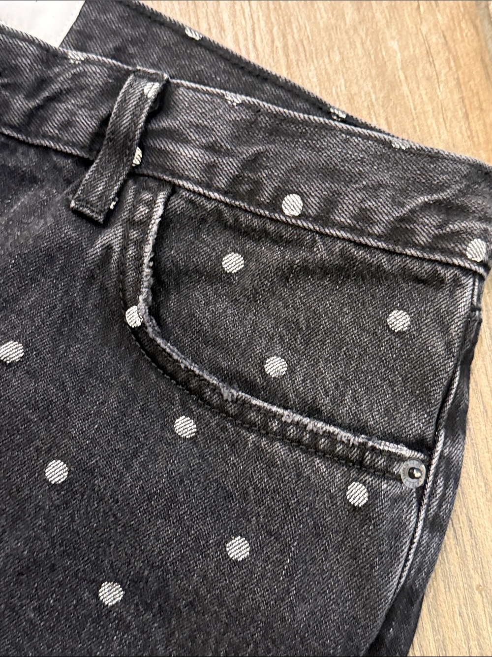 Current/Elliott Vintage Cropped Hem Black White Polka Dot Jeans Women’s Size 32 - Picture 10 of 10